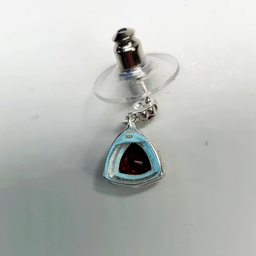 Mozambique Garnet Trillion Cut Sterling Silver Earrings NWT